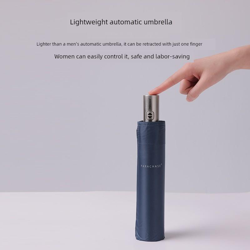 Foreign Trade Ultra-Light, Easy-To-Open and Close, Foldable, Fully Automatic Sun and Rain Umbrella with Black Coating for Sun Protection and Uv