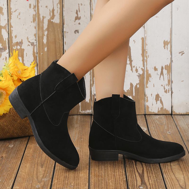 Женская обувь 2024 года, горячая распродажа, женские сапоги с рукавами, осенние туфли с острым носком, однотонные женские короткие ботинки челси на низком каблуке