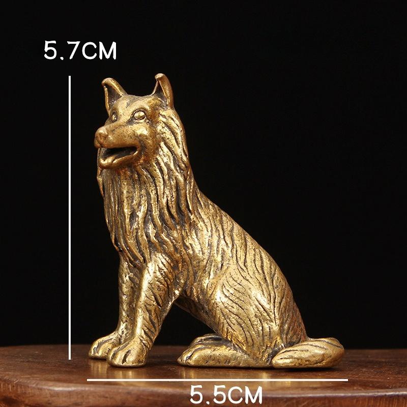 Mini Vintage Brass Bulldog Statue Metal Hunting Dog Figurine Home Office Desktop Decoration Lucky Copper Dog Small Ornament