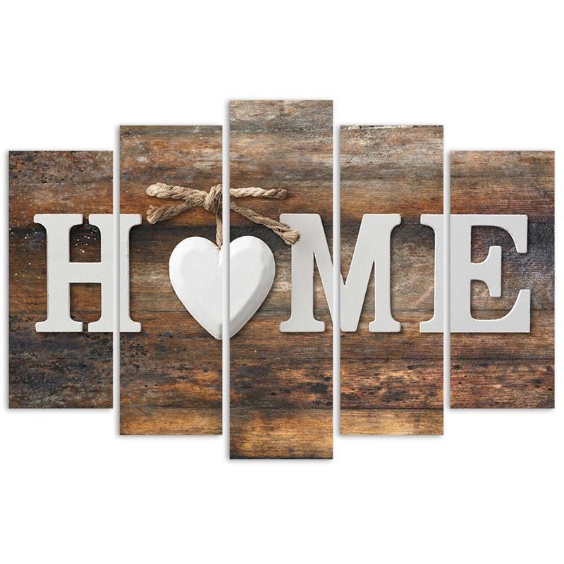 Feeby Feeby Пятичастный холст, картина, Дом на старой деревянной доске с винтажным видом