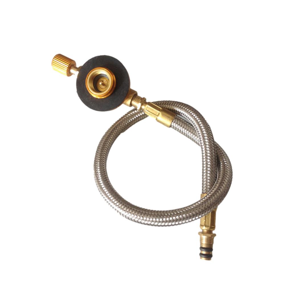 Outdoor Gas Stove Pipe Valve Stainless Steel Braided Hose Stove Burner Adapter Valve Connector For Camping Stove Accessories