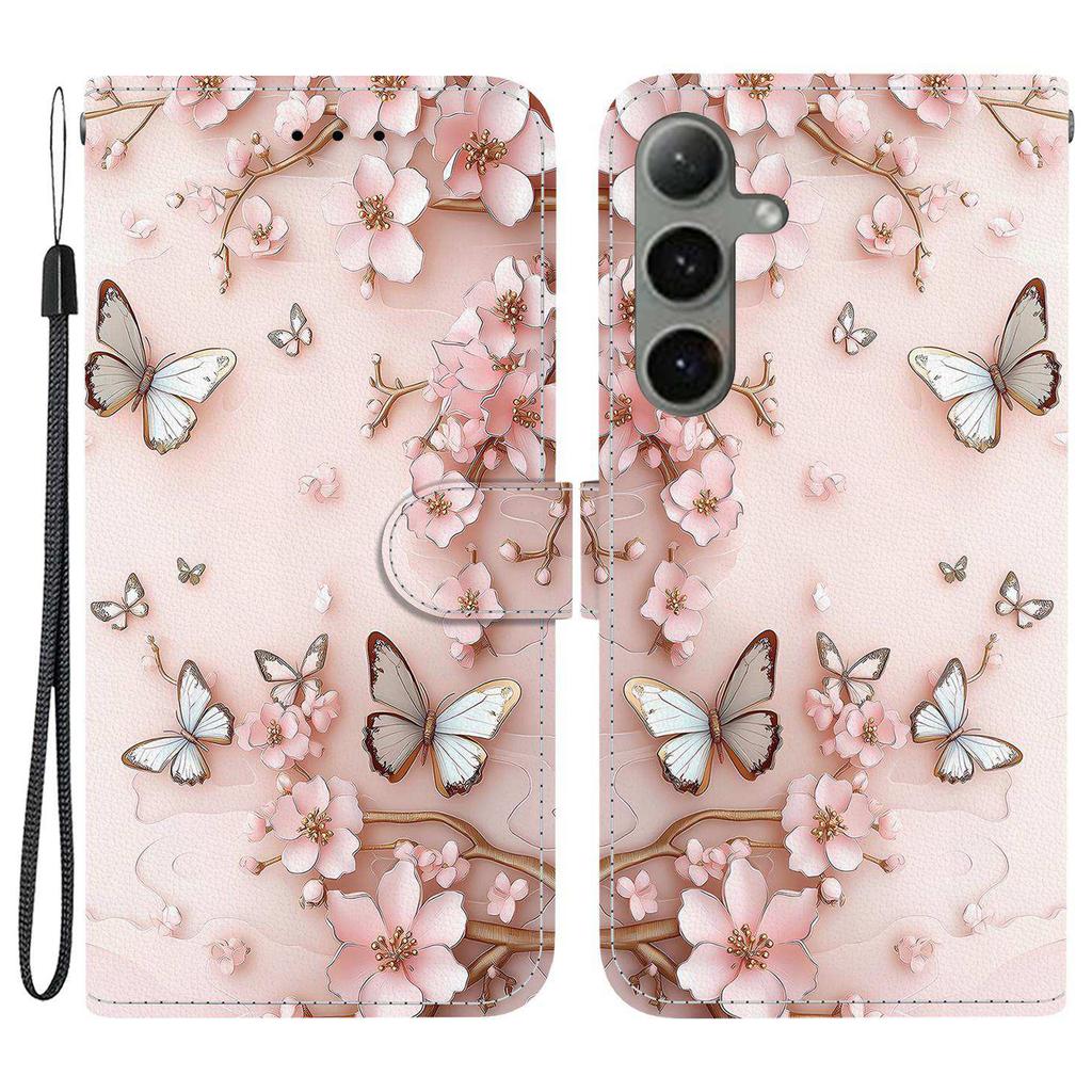For Samsung Galaxy S25+/S24+ Wallet Case Pattern Printing Leather Stand Phone Cover with Strap