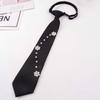 Korean Style Pearls Tie Black Decoration Shirt Tie Elegant Hand-beaded Long Necktie  Students