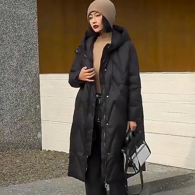 Женское свободное длинное пальто 90% белого утиного пуха, куртка женская зимняя женская куртка с капюшоном, пуховые парки из перьев