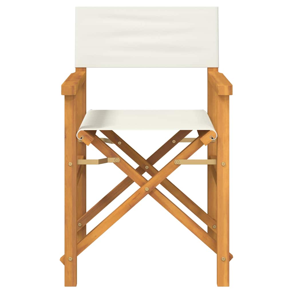 Folding Director s Chair Cream Solid Teak Wood