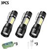 USB Rechargeable Mini Flashlight Portable Built-in Battery Zoomable Small Torch 3 Lighting Mode Camping Emergency Flashlights