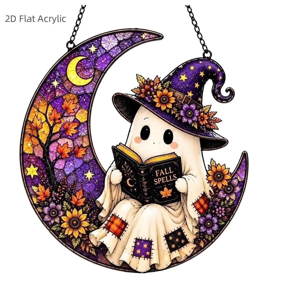 Pumpkin Cat Halloween Ghost Ornaments Colorful Window Hanging Decoration Sun Catcher Outdoor