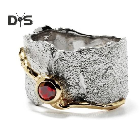 Нерегулярные стразы широкое кольцо для мужчин и женщин красный кубический цирконий кольцо винтажные украшения для нее