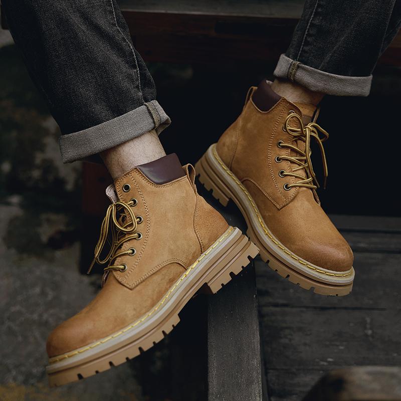 Модные Нескользящие Повседневные Базовые Ботинки Модная Уличная Обувь На Все Случаи Замшевая Кожа Мужские Мотокроссовые Ботинки Для Отдыха Прогулочные Высокие Ботинки