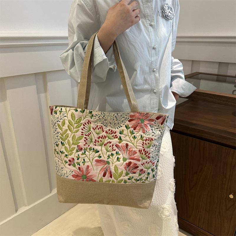 Large Size Beach Bag Fashion Folding Women Handbag Shoulder Bags Ladies Casual Flower Printing Shopping Tote