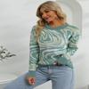 Aproms Элегантный зеленый вязаный свитер и пуловеры с принтом тай-дай для женщин, зимний теплый ребристый джемпер с длинным рукавом, женский тонкий топ