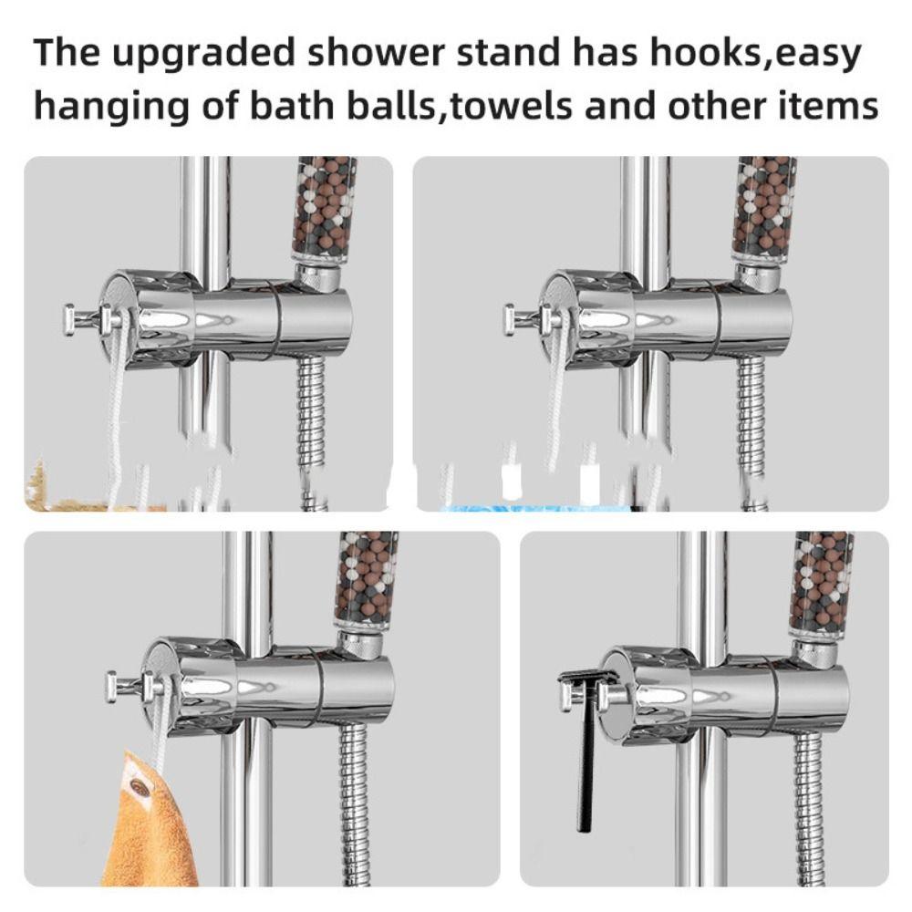 With hooks Shower Head Holder Round Pipe Riser Rail Bracket Hardware Bath Accessories