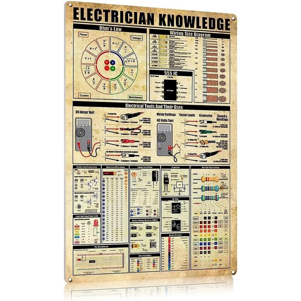 Металлическая винтажная жестяная табличка Знания электрика, Подарок домовладелицы, Цветочный подарок для женщины для любителей растений Смешное ретро настенное искусство 12x8 дюймов