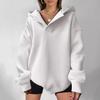 2026 Autumn/Winter Women's Solid Color Hooded Sweatshirt - European & American Style, Long Sleeve, Loose Fit Hoodie
