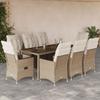 VidaXL Garden Dining Set and Cushions 9 Pcs Beige Poly Rattan, Outdoor Dining Set 3276806
