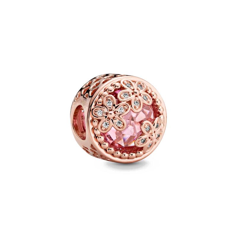 Серия Rose Gold Подвески-бусины в форме сердца Цветок Зажим Медь Подходит для Европейских Оригинальных Браслетов Сделай сам Элегантные Украшения