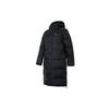 Solid Logo Sports Casual Long Hooded Down Jacket Women Outerwear Black 1375454-001