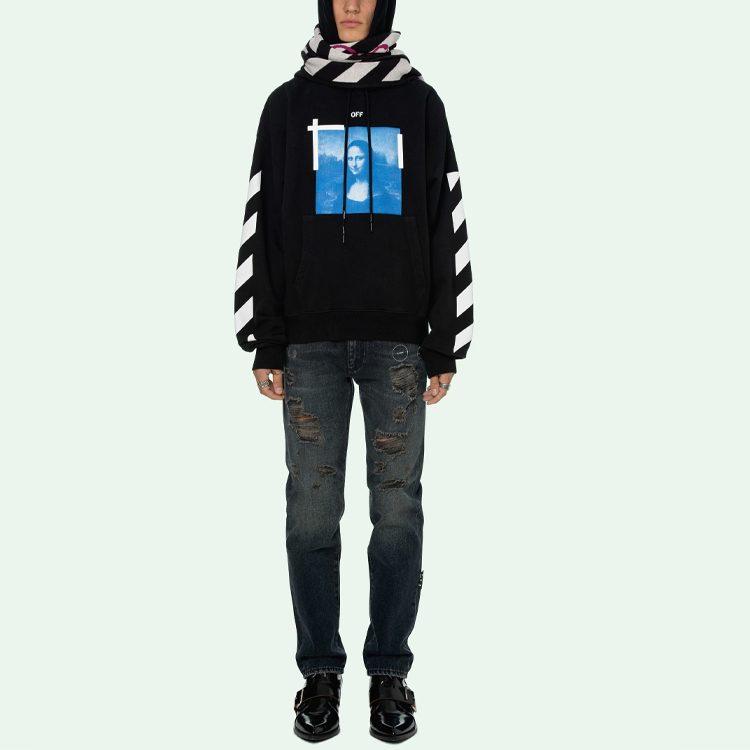 OFF WHITE Толстовка с фотографией Моны Лизы OMBB037R21FLE0011001