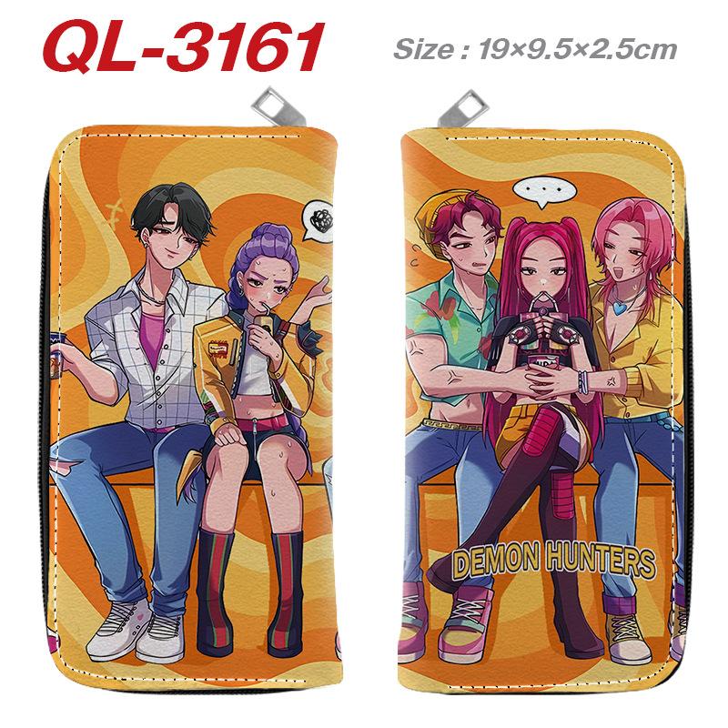 KPop Demon Hunters Long Zip Wallet PU Leather Cartoon Purse for Women Multi Card Holder Pink