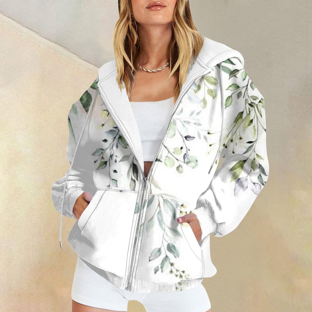 Женские повседневные модные пуловеры с принтом и длинными рукавами, толстовки на молнии, пальто