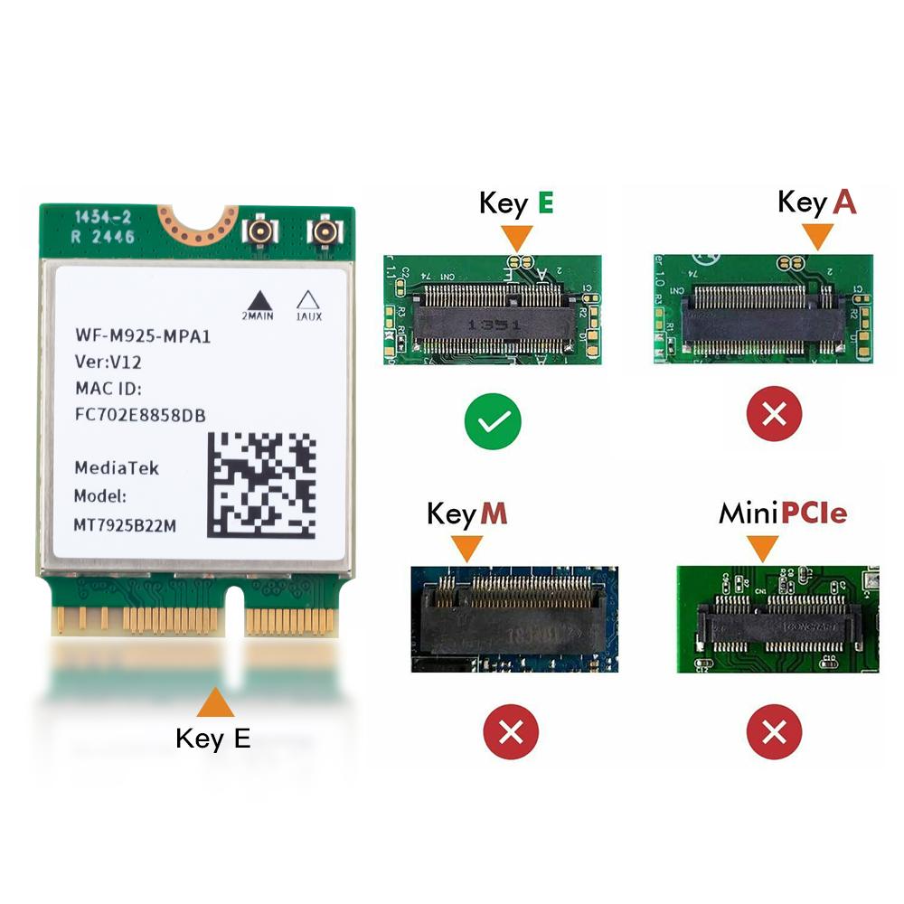 WiFi7 MT7925 BE6500 M.2 NGFF Wireless Network Card BT5.4 6500Mbps 802.11BE Tri‑Band 2.4G 5G 6GHz For Intel AMD PC Win10/11