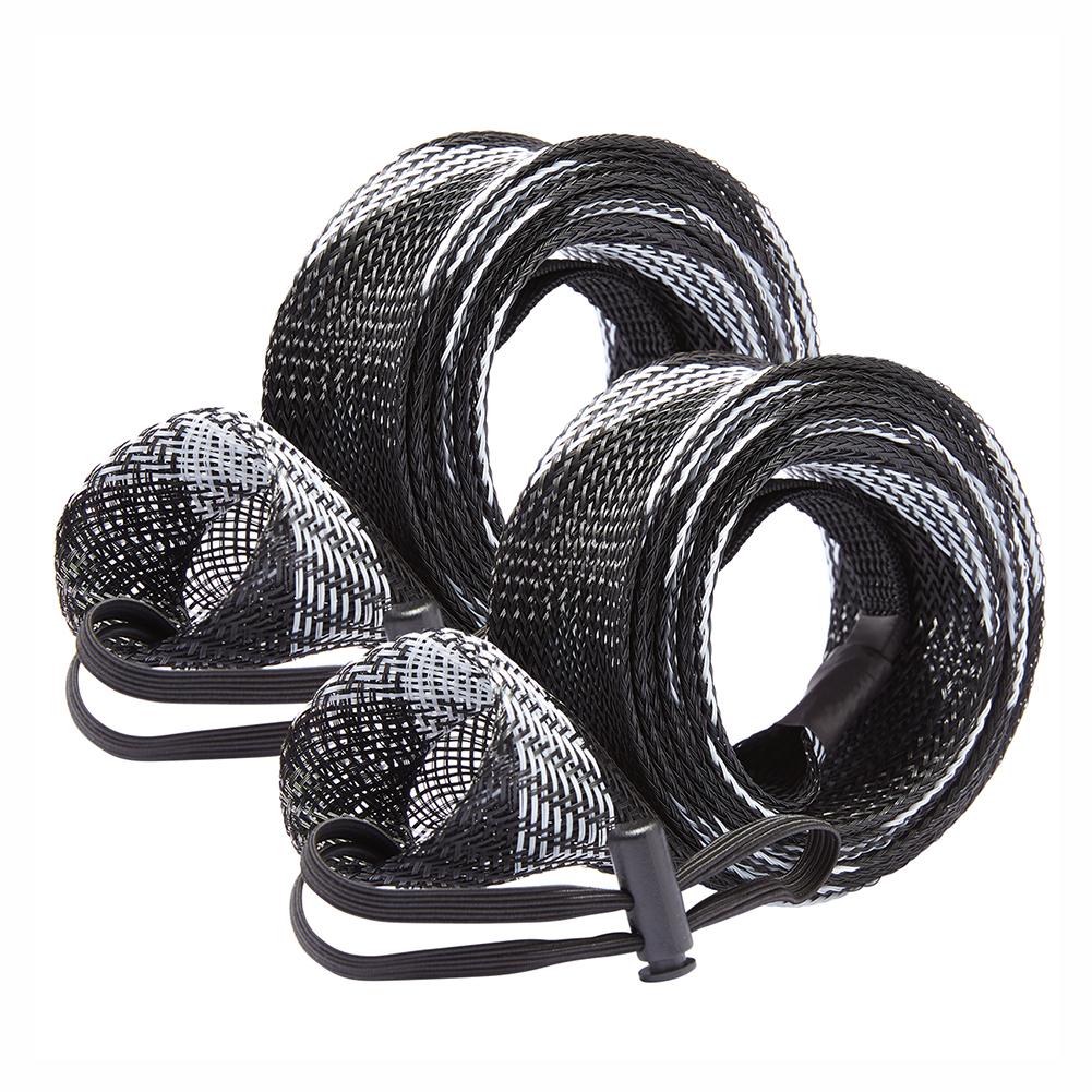 2Pcs Braided Mesh Rod Protector with Lanyard 32mm Spinning Rod Sleeve Cover Scalable for Casting Sea Fishing Spinning Rod