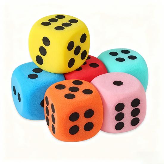 6 шт. Гигантские кубики из пенопласта ЭВА 3,8/6/8 см с закругленными углами, шестигранные, большие игральные кости, игрушка, реквизит для настольной игры, игра, украшение для вечеринки в стиле казино