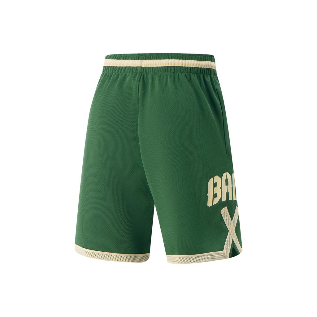 Li-Ning Повседневные Минималистичные Шорты Спортивные на Шнуровке с Цветными Блоками и Буквами Мужские шорты Эдемско-зеленый AAPV073-2