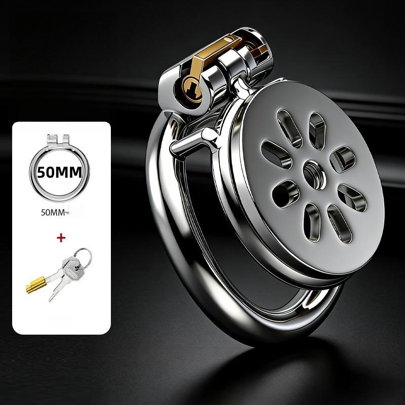 Stainless Steel Hollow Ventilated Chastity Cage Chastity Lock Multi‑Size Cock Ring BDSM Restraint Intimate Adult Toy for Men