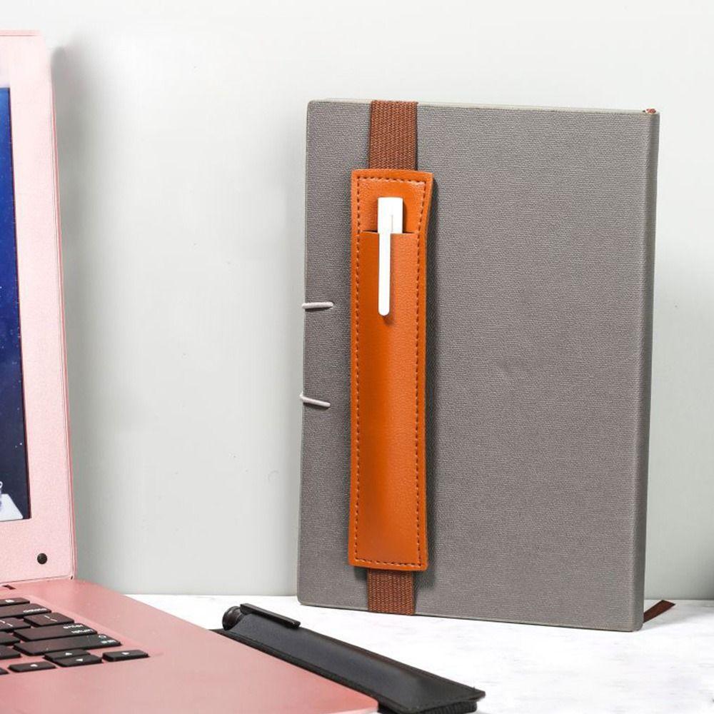 Lightweight Pu Leather Elastic Buckle Pen Bag Pencil Case Pen Clip Pen Holder