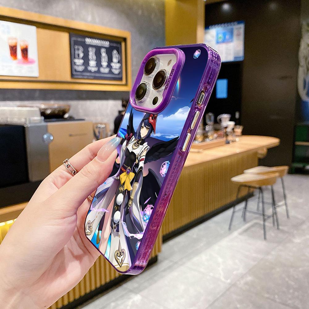 Game GI Kujou Sara Mobile Phone Case for iPhone 17 16 15 14 13 12 11 X XR XS 8 7 Air Pro Max Plus Purple Translucent Cover