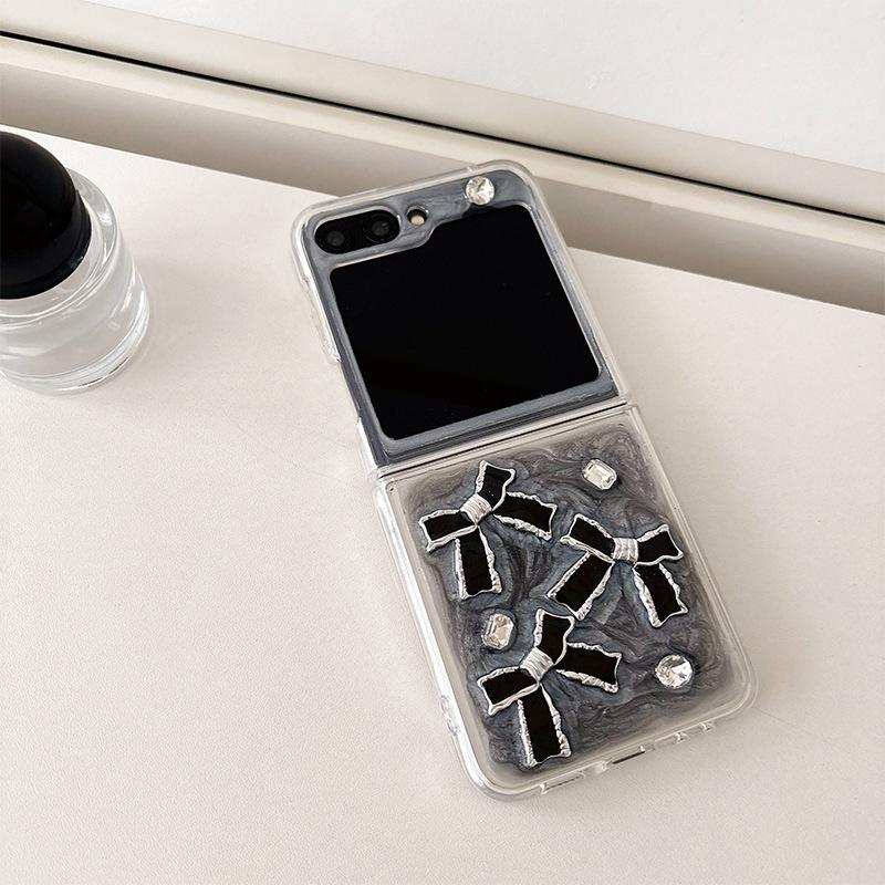 For Samsung Zflip6 Phone Case Flip Cover Zflod5 Bow Folding Screen Flip 4 Rhinestone W24 Protective Case