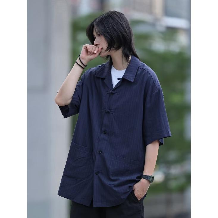 Летняя одежда мужская ретро повседневная рубашка студенческая свободная нишевая дизайнерская забавная новая мужская верхняя часть для ношения на открытом воздухе