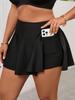 2026 Черный купальник-юбка большого размера с высокой талией, консервативные шорты-бермуды и карман