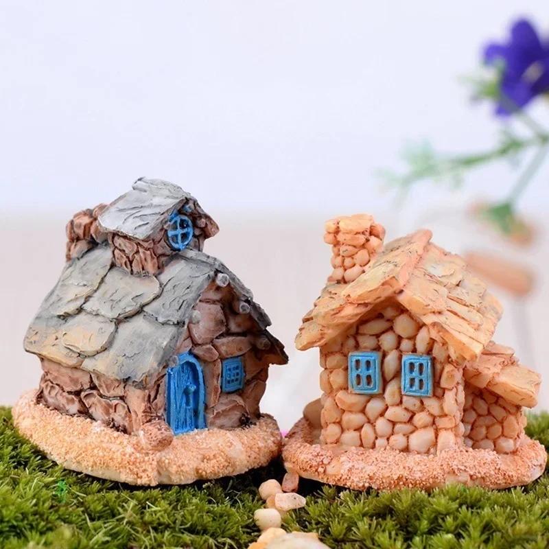 Household Fashion Decoration Creativity DIY Succulent Plants Pot Culture Microlands Craft Fairy Castle Stone House Accessories