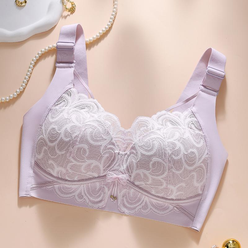 Бюстгальтер большого размера Женский кружевной тонкий бюстгальтер с полной чашкой без косточек, с эффектом пуш-ап