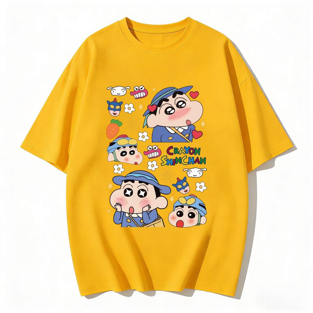 Crayon Shinchan Cute Cartoon T Shirt Unisex Women Kids Family Matching Tee Summer Casual Short Sleeve Cotton Top Fashion Streetwear