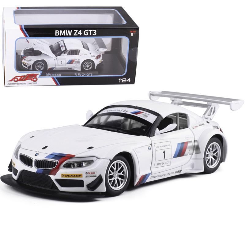 Масштаб 1/24 Z4 GT3, литая под давлением модель автомобиля, игрушечный автомобиль с откатным механизмом, звуком и светом для детей, коллекция подарков для мальчиков и девочек