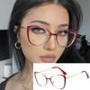 Модные металлические красные очки для чтения «кошачий глаз» для женщин, высококачественные, с большой оправой, прозрачные, с фильтром синего света, легкие, для дальнозоркости
