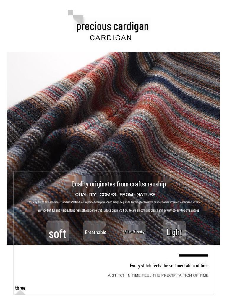 Men's Retro Striped Cashmere Sweater - 2022 Autumn/Winter Collection