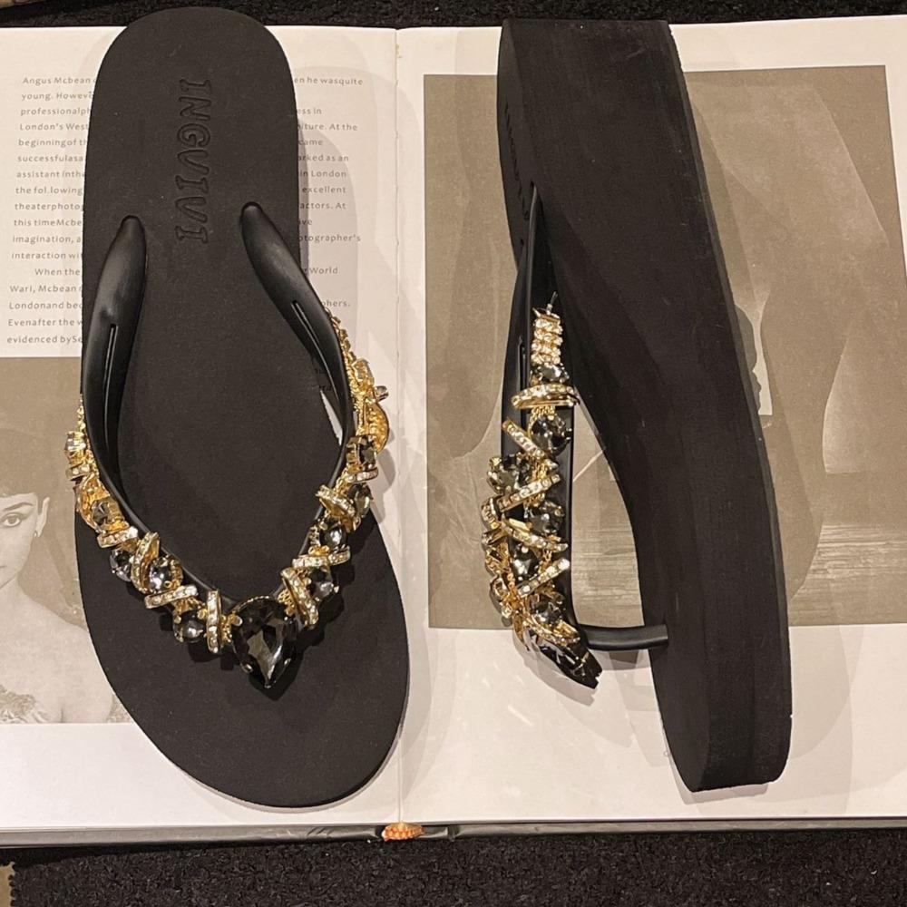 Модные шлепанцы Женские тапочки Летние 5 см Наклон Высокий каблук Нескользящие Уличная обувь Модные Увеличивающие рост Крутые тапочки Женские