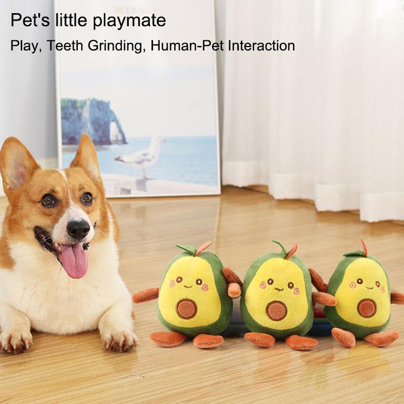 Милые мультяшные игрушки-пищалки в виде авокадо для собак, креативные прочные игрушки-жевания для собак в виде авокадо, интерактивные игрушки для щенков, товары для животных