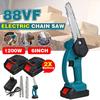 6 Inch 88Vf 1200W Electric Chain Saw With Battery Pruning ChainSaw Cordless Garden Logging Saw Woodworking Cutter Power Tools