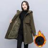 Women's Winter Mid Length Hooded Waist Cinching Pie Overcomes Middle-aged Mothers' Warm Jacket
