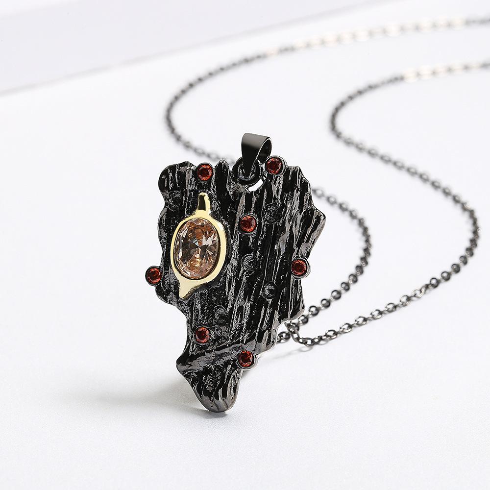 Style Women'S Geometric Inlaid Pendant Bohemian Red Creative Irregular Zircon Women'S Necklace Silver Skirt