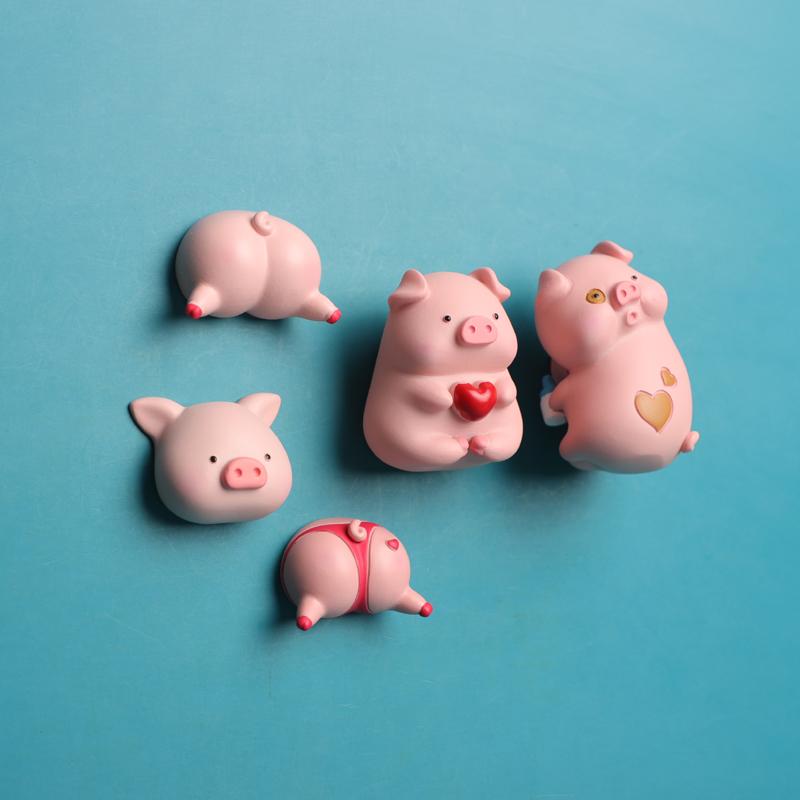 Розовый поросенок, держащий любовь, наклейка на холодильник, магнитный магнит, настенный, 3D, смола, культурный и креативный продукт, подарок для личности