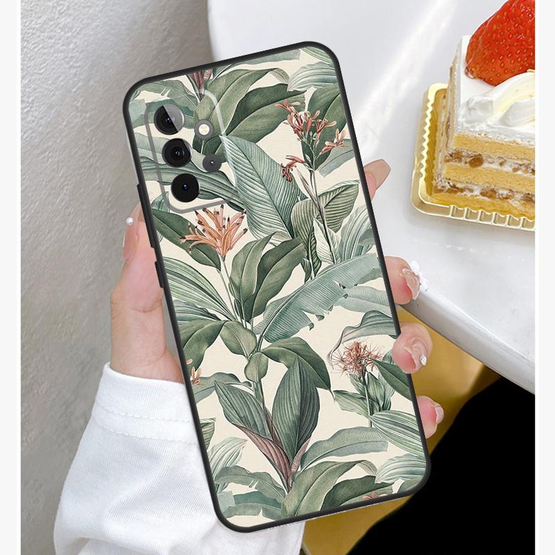 Чехол с банановыми листьями для Samsung Galaxy A15 A25 A35 A55 A51 A71 A12 A32 A52 A13 A33 A53 A14 A34 A54