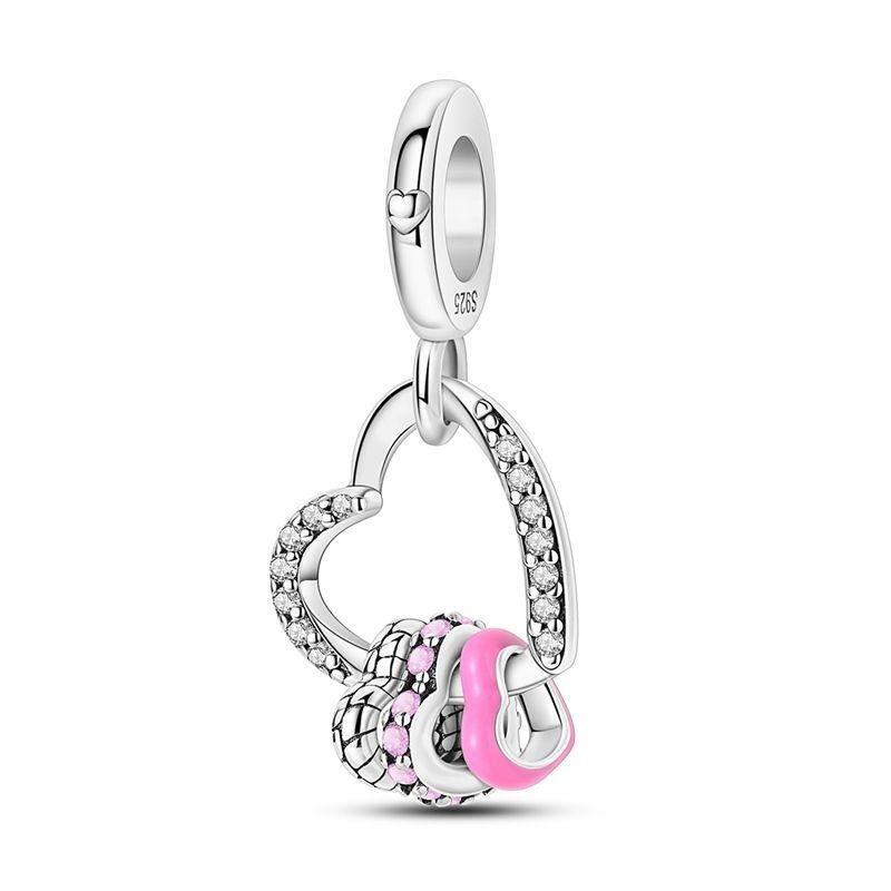 New Trinkets 925 Pure Silver Pink 8 Wings Sunflower Pendant Beads fit Original Charms Bracelet DIY Women Jewelry