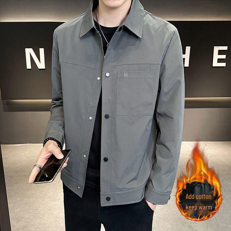 Мужская хлопковая куртка приталенного кроя - Стильная, теплая, универсальная, с отложным воротником для осени и зимы