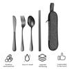 Набор столовых приборов из нержавеющей стали 4 предмета Ретро Посуда Вилка Ложка Палочки для еды Нож с сумкой для хранения Зеркальная полировка Посудомоечная машина
